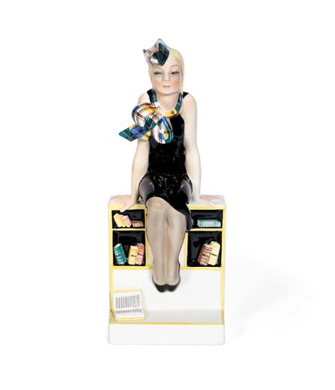 ME NE INFISCHIO - LA STUDENTESSA': An Earthenware Figure by Elena König Scavini, circa early 1930s