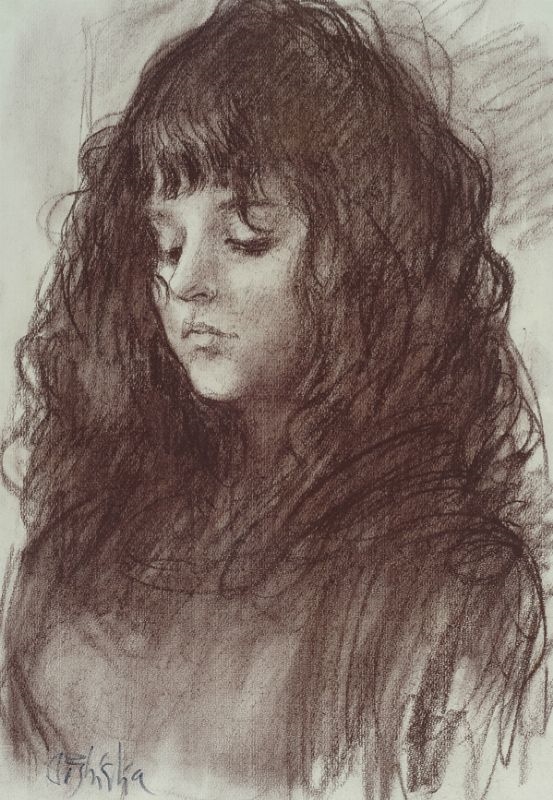 Artwork by Paolo Ghiglia, TESTA DI RAGAZZA, Made of Pastel on paper