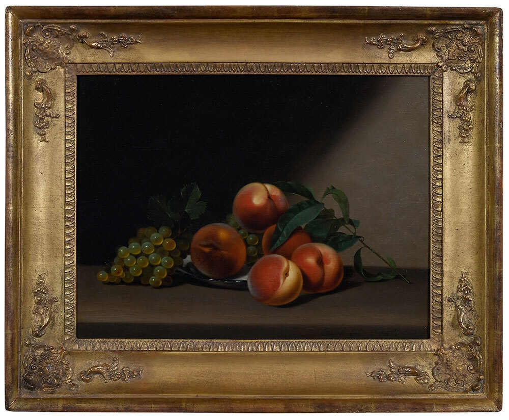 Raphaelle Peale | Still Life with Peaches and Grapes (1822) | MutualArt