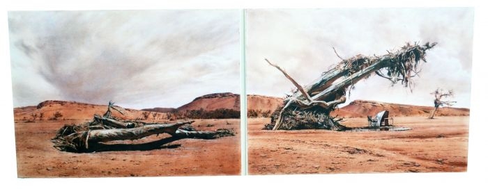Artwork by Tony Windberg, Goldfields Scene (Diptych), Made of Mixed media under glass