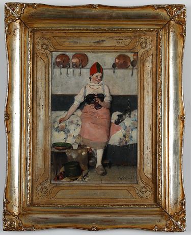 Girl, cat and ball of yarn by Emma Ekwall