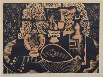 Still life with bowl of fruit and mandolin - Ateo J. Casadio