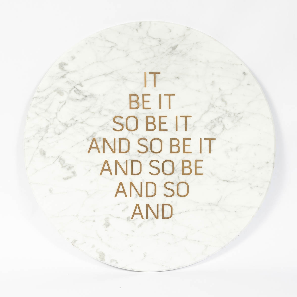 Artwork by Daniella Mooney, And So Be It, Made of Carrara marble with brass inlays