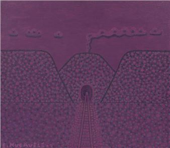 Untitled (Purple Railway through Mountains) - Estevao Mucavele