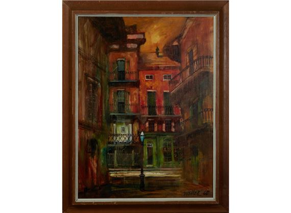 French Quarter Street Scene by Dell Weller, 1966