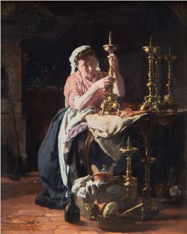 Polishing the candle holders - Alexander Hugo Bakker Korff