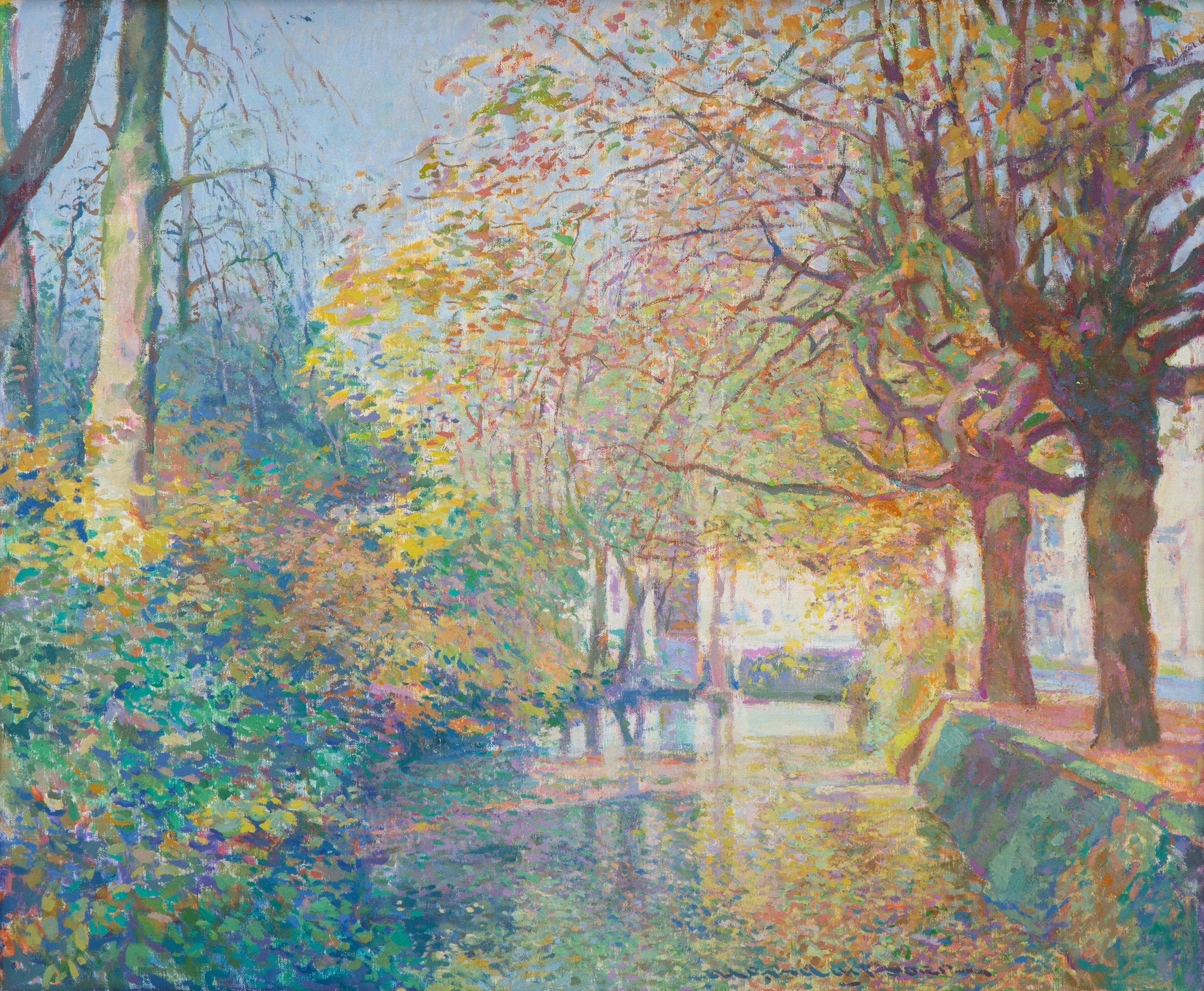 Artwork by Hessel de Boer, A sunny day in Willemspark, The Hague, Made of oil on canvas