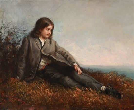 Young boy looking at the sea by Jeanne Courawin