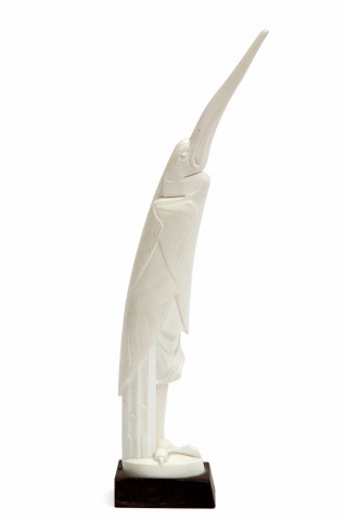 Artwork by Johan Coenraad Altorf, A carved ivory sculpture of a heron, Made of carved ivory