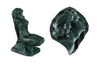 Two works: Kneeling Nude; Portrait Profile - Gilbert Doble