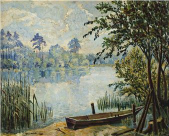 "Paesaggio lacustre con barca" - Max Heiland