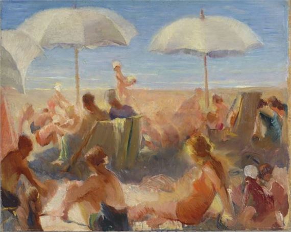 BAGNANTI SULLA SPIAGGIA by Gaetano Spinelli, 1938