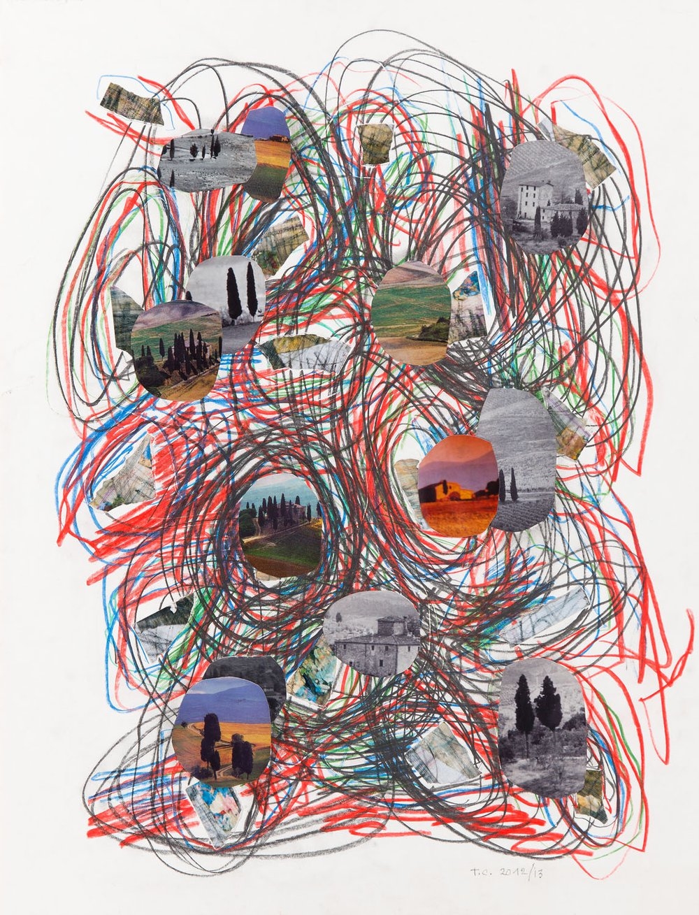 Artwork by Tomasz Ciecierski, Untitled, Made of crayon, collage/paper