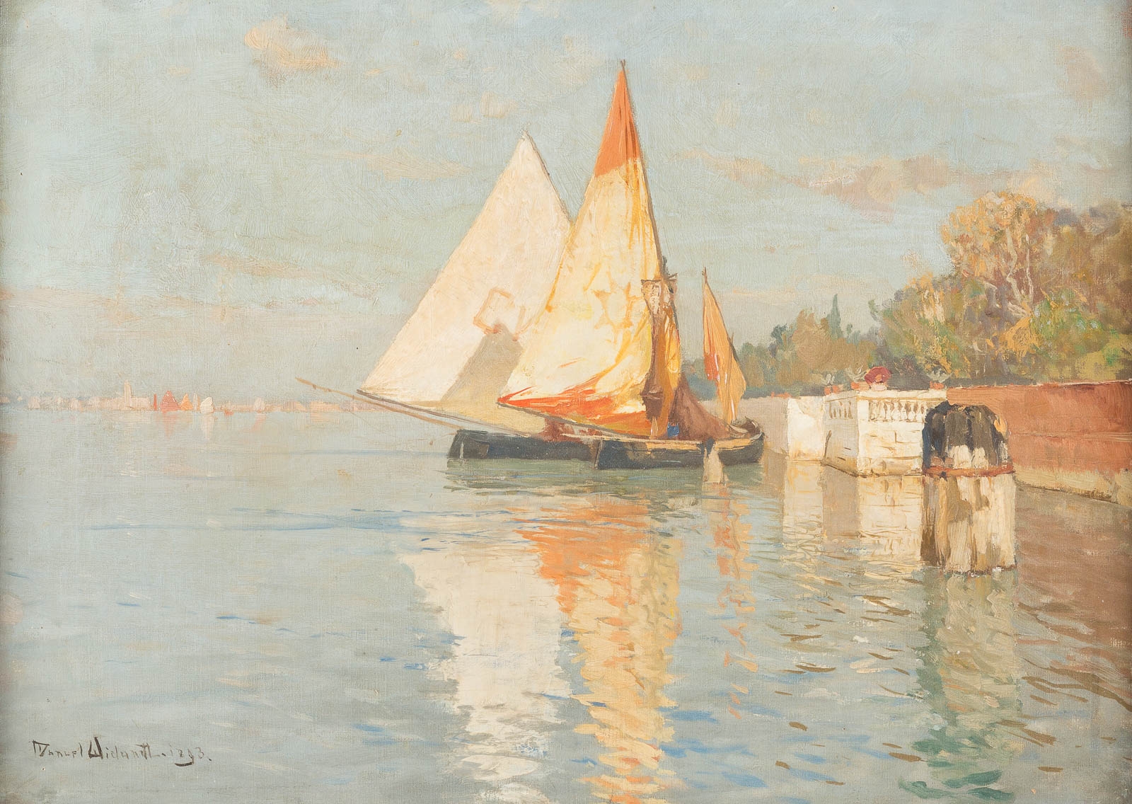 Artwork by Manuel Wielandt, Fishing boats by Venice, Made of Oil on canvas