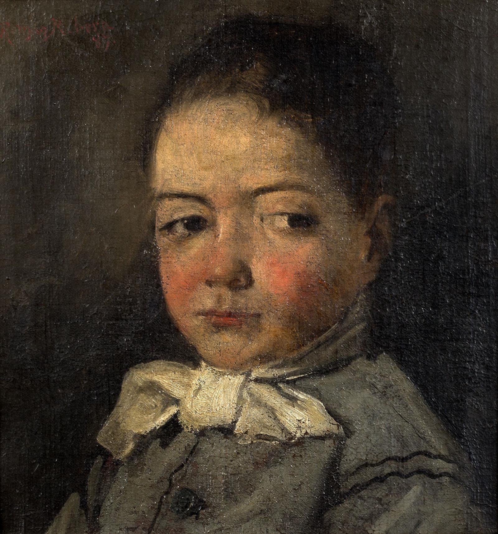 Romá Ribera | Portrait de jeune garçon au vêtement gris (1887) | MutualArt
