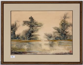 A river landscape - Chan Shu Hong