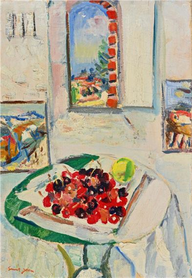 Assiette de fruits devant la fenêtre by Marcel Saint-Jean