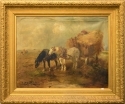 Chariot de foin tiré par des chevaux by Henry Schouten