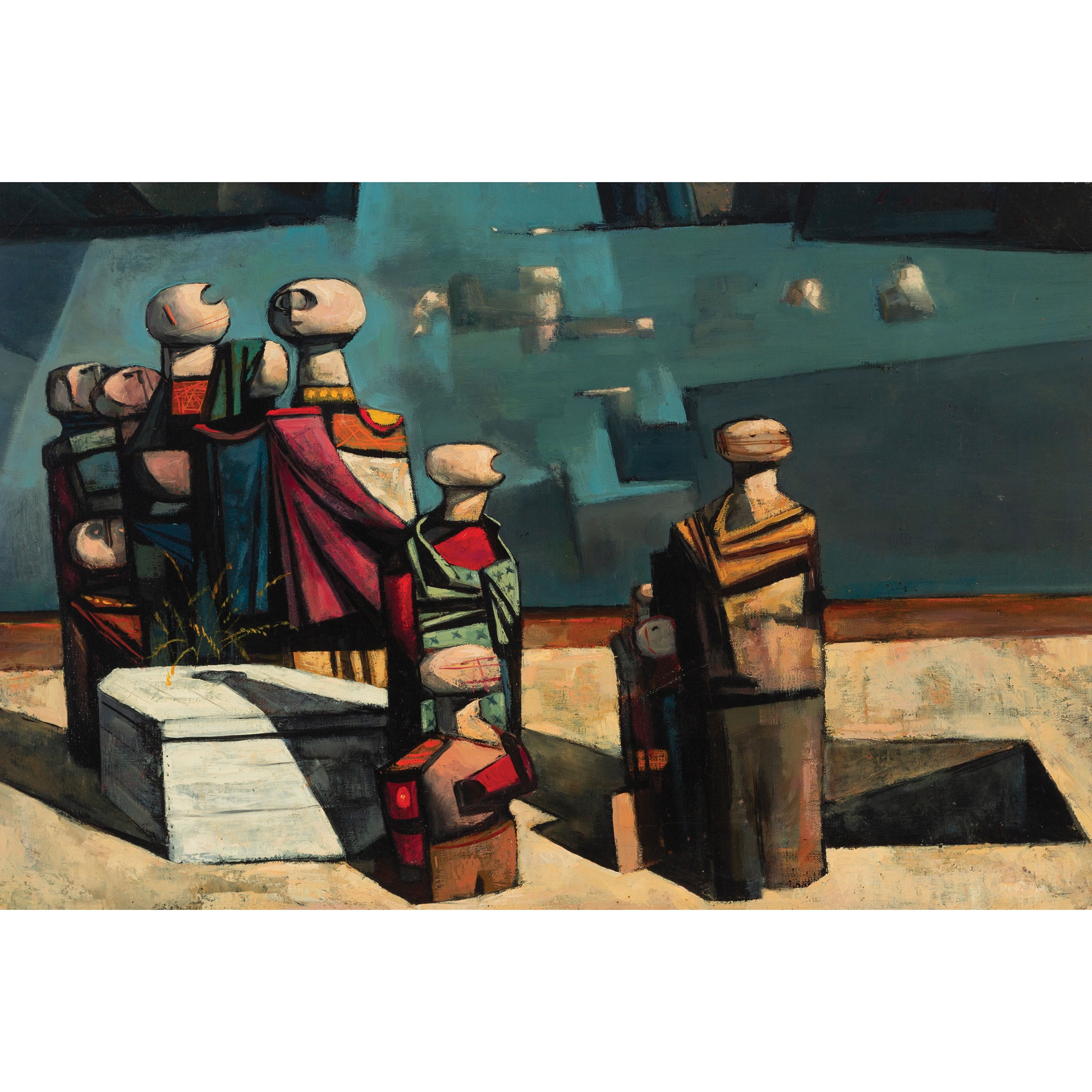 Artwork by Kenneth Lochhead, THE BURIAL, Made of oil on canvas