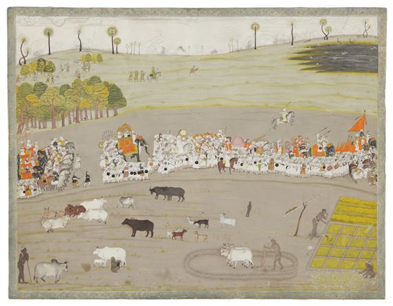 A NAWAB AND HIS RETAINERS IN PROCESSION, INDIA, MURSHIDABAD by Indian School, 18th Century, circa 1760-1770