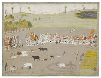 A NAWAB AND HIS RETAINERS IN PROCESSION, INDIA, MURSHIDABAD - Indian School, 18th Century
