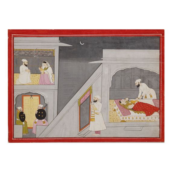 AN ILLUSTRATION TO A BHAGAVATA PURANA SERIES: THE EXCHANGE OF THE BABIES, INDIA, GULER by Indian School, 18th Century, circa 1760-1765