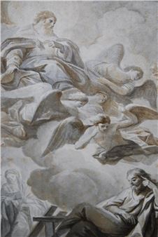 a study of God the Father with angels appearing to Joseph and Mary - Josef Esper Erperling