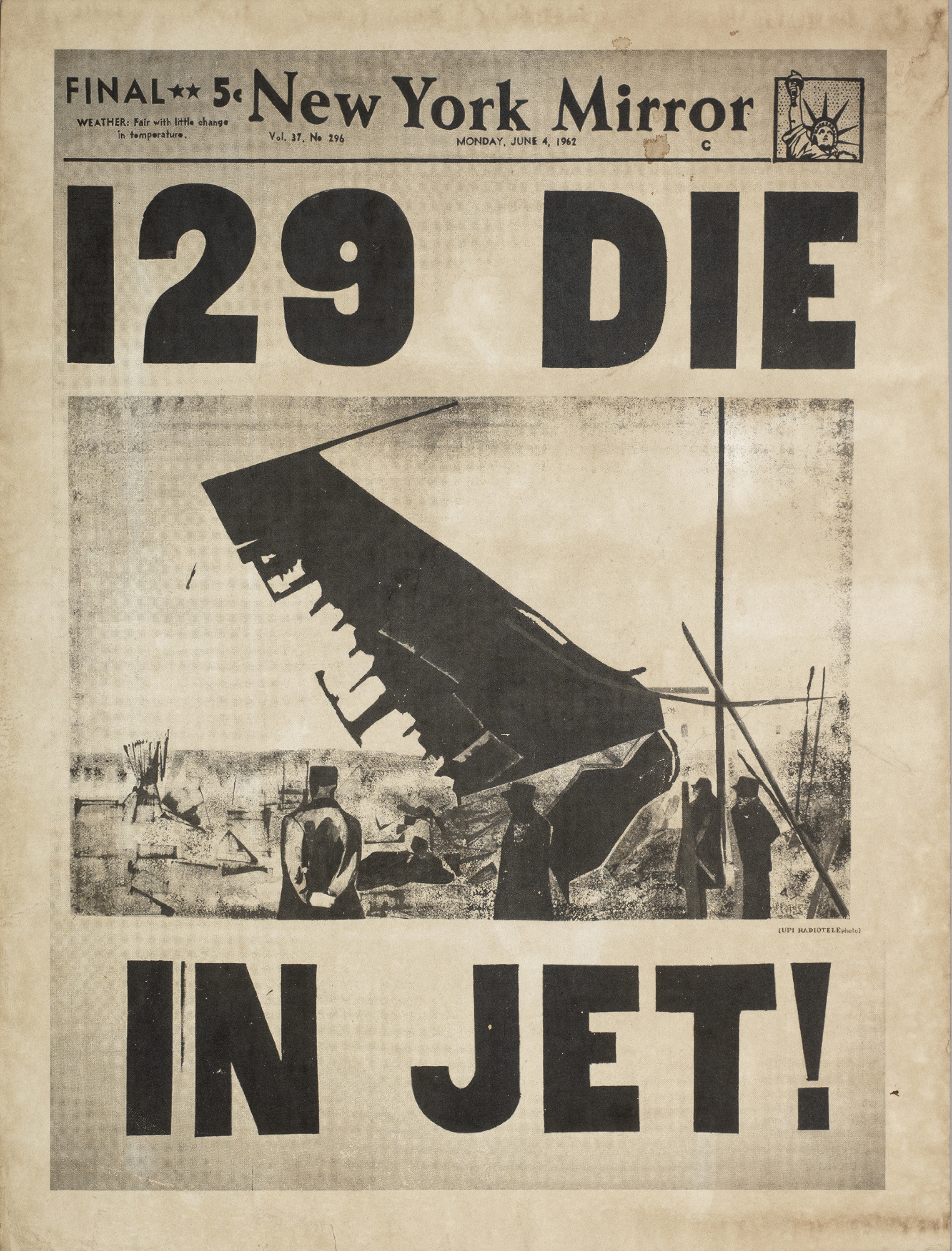 Artwork by Andy Warhol, 129 Die in Jet. Originaltitel, Made of Offset lithograph on paper