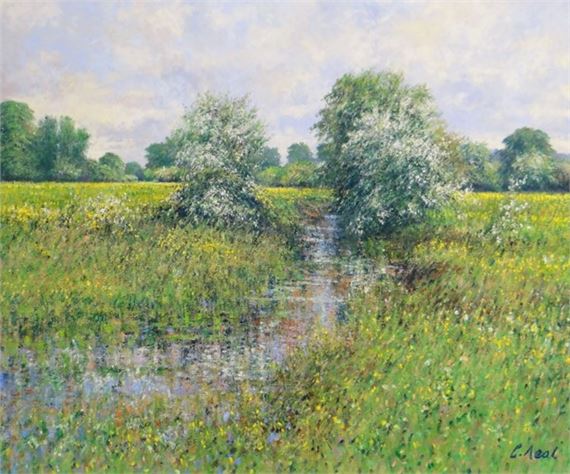 landscape with river by Charles Neal