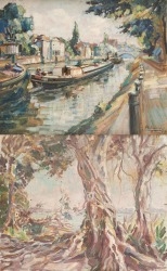 Andre Hallet | Péniches remorquées sur le canal et Vue du lac Kivu ...