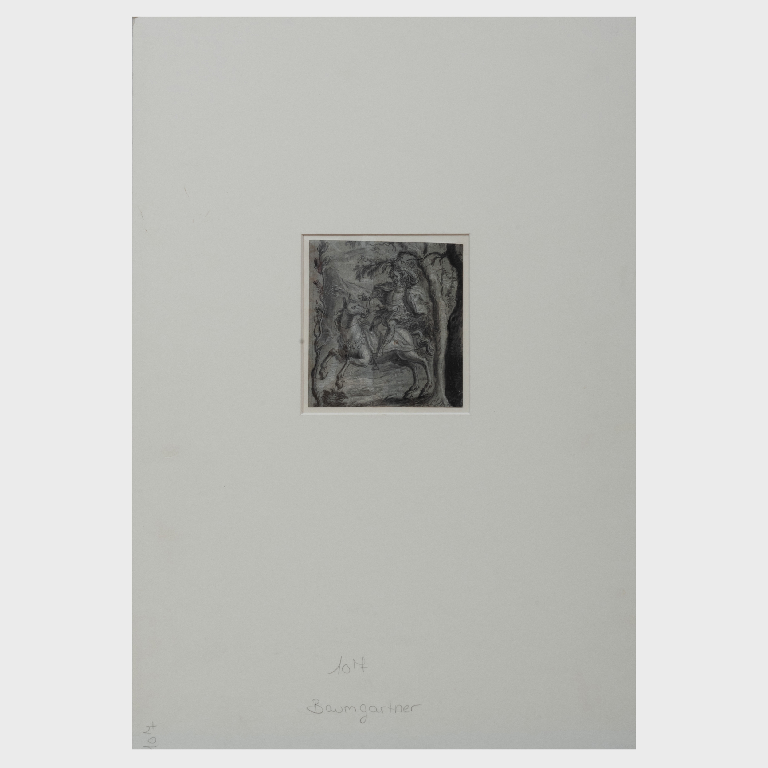 Artwork by Johann Wolfgang Baumgartner, The Death of Absalom, Made of Ink and gouache on paper