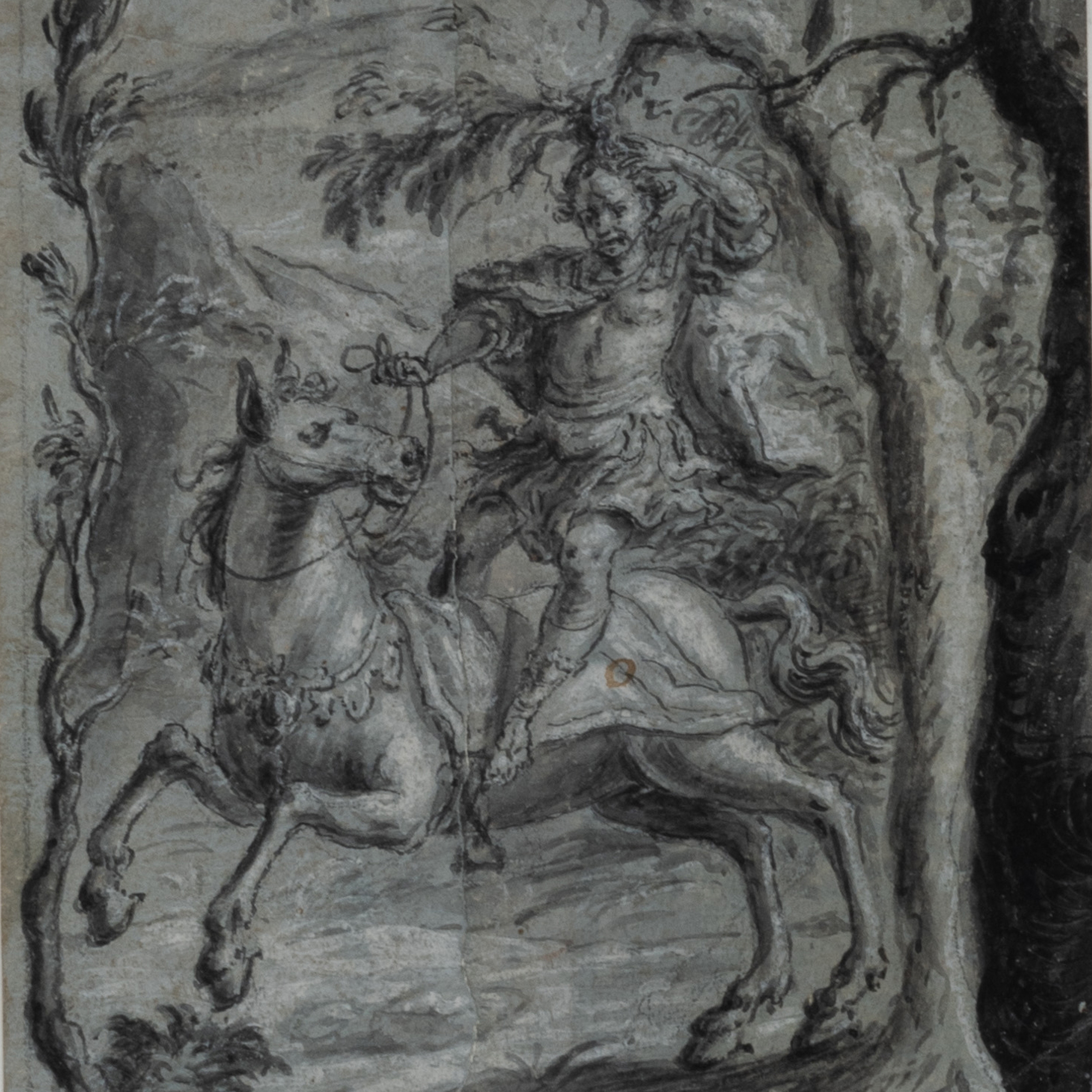 Artwork by Johann Wolfgang Baumgartner, The Death of Absalom, Made of Ink and gouache on paper