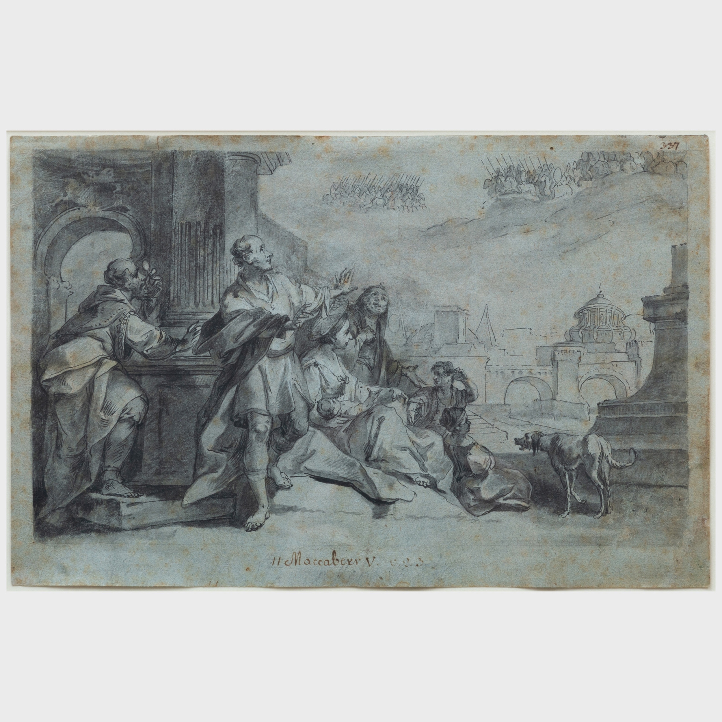 Artwork by Johann Wolfgang Baumgartner, Three Works :  Maccabee; King Solomon Shown Design for Temple; and The Death of Absalom, Made of ink and and wash on paper