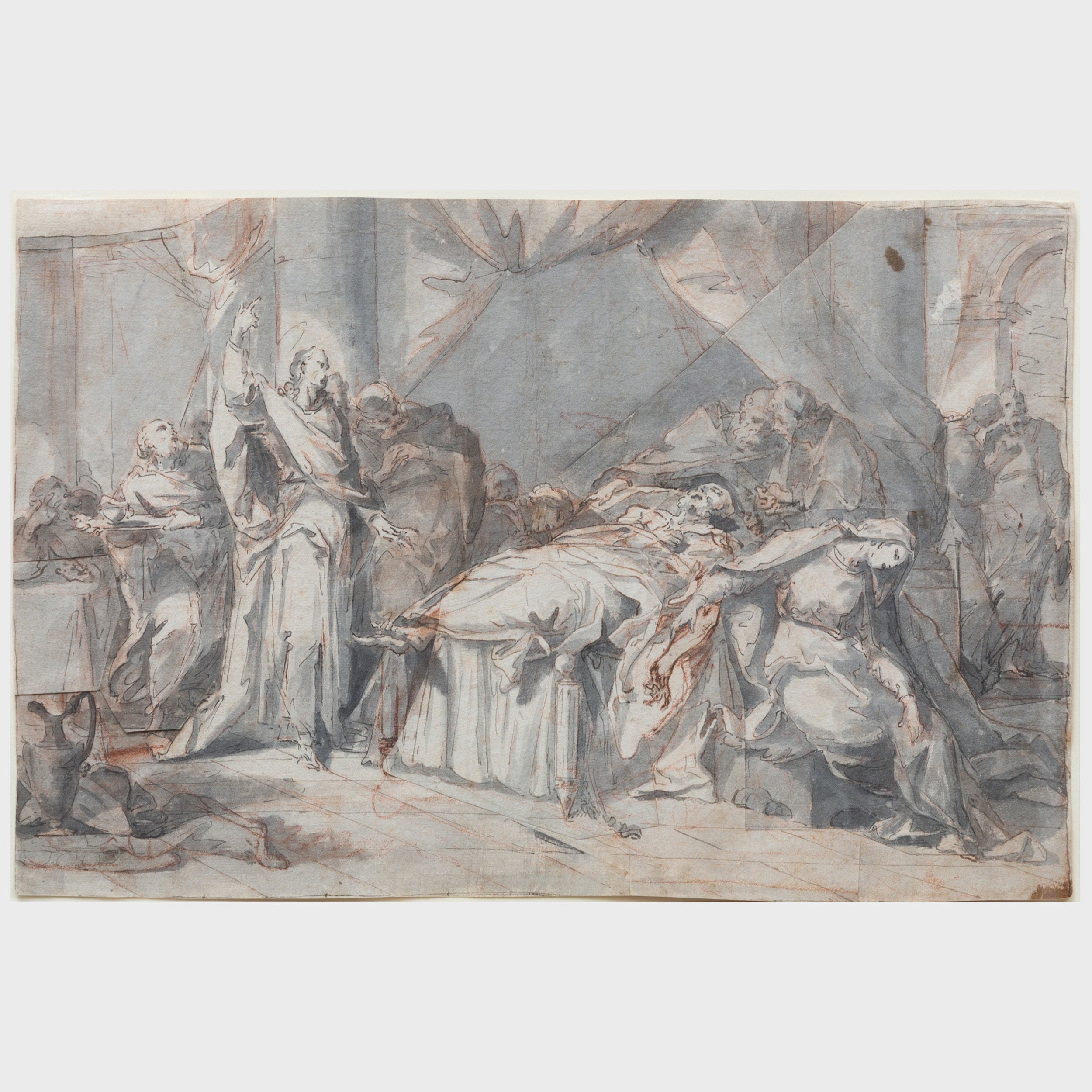 Artwork by Johann Wolfgang Baumgartner, Three Works :  Maccabee; King Solomon Shown Design for Temple; and The Death of Absalom, Made of ink and and wash on paper