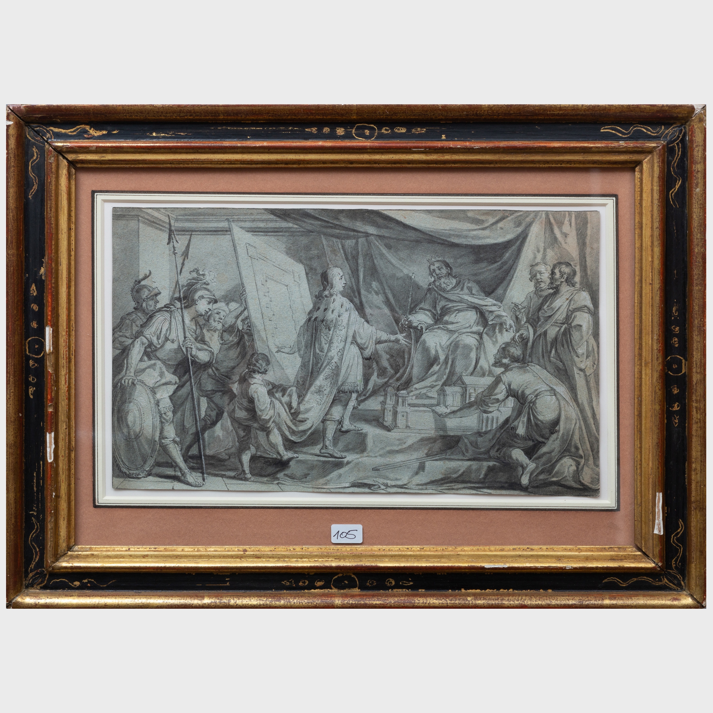 Artwork by Johann Wolfgang Baumgartner, Three Works :  Maccabee; King Solomon Shown Design for Temple; and The Death of Absalom, Made of ink and and wash on paper