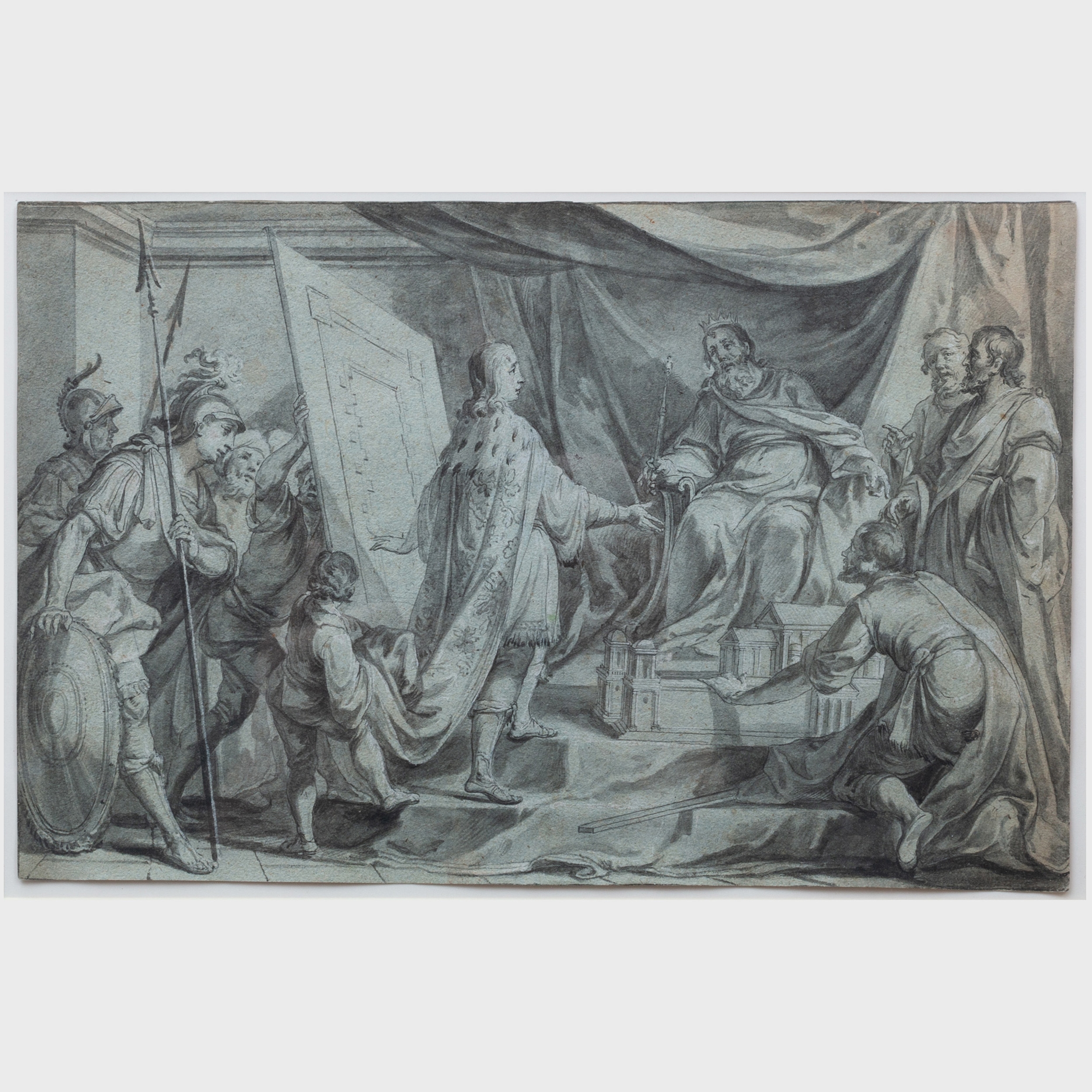 Artwork by Johann Wolfgang Baumgartner, Three Works :  Maccabee; King Solomon Shown Design for Temple; and The Death of Absalom, Made of ink and and wash on paper