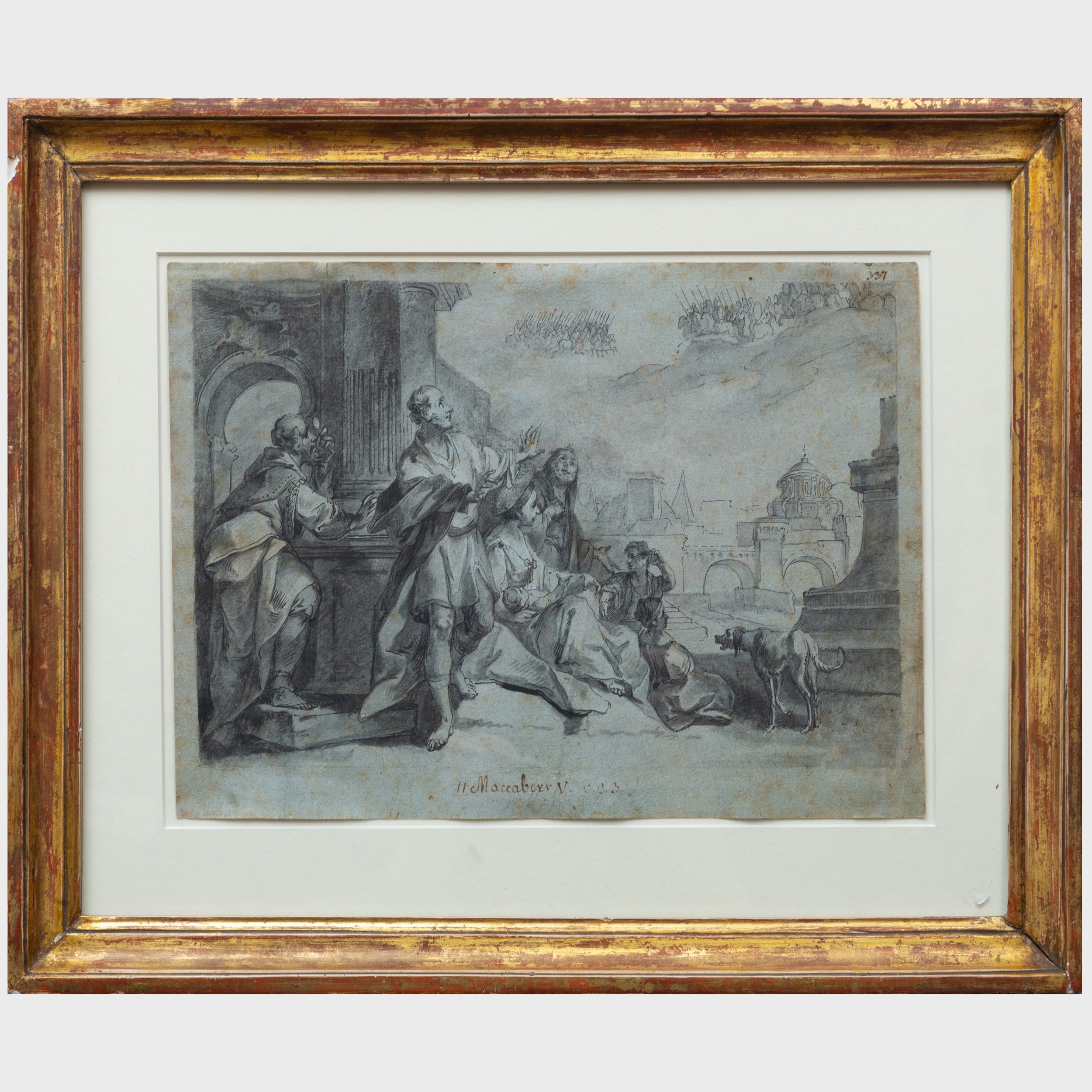 Artwork by Johann Wolfgang Baumgartner, Three Works :  Maccabee; King Solomon Shown Design for Temple; and The Death of Absalom, Made of ink and and wash on paper