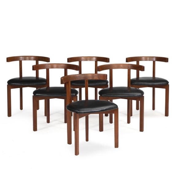 Set of six armchairs of teak by Ole Gjerlov-Knudsen, Torben Lind