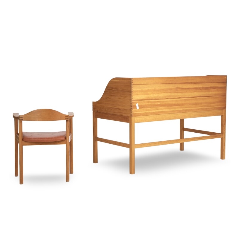 Artwork by Andreas Hansen, Desk and armchair of solid pine wood, Made of pine wood