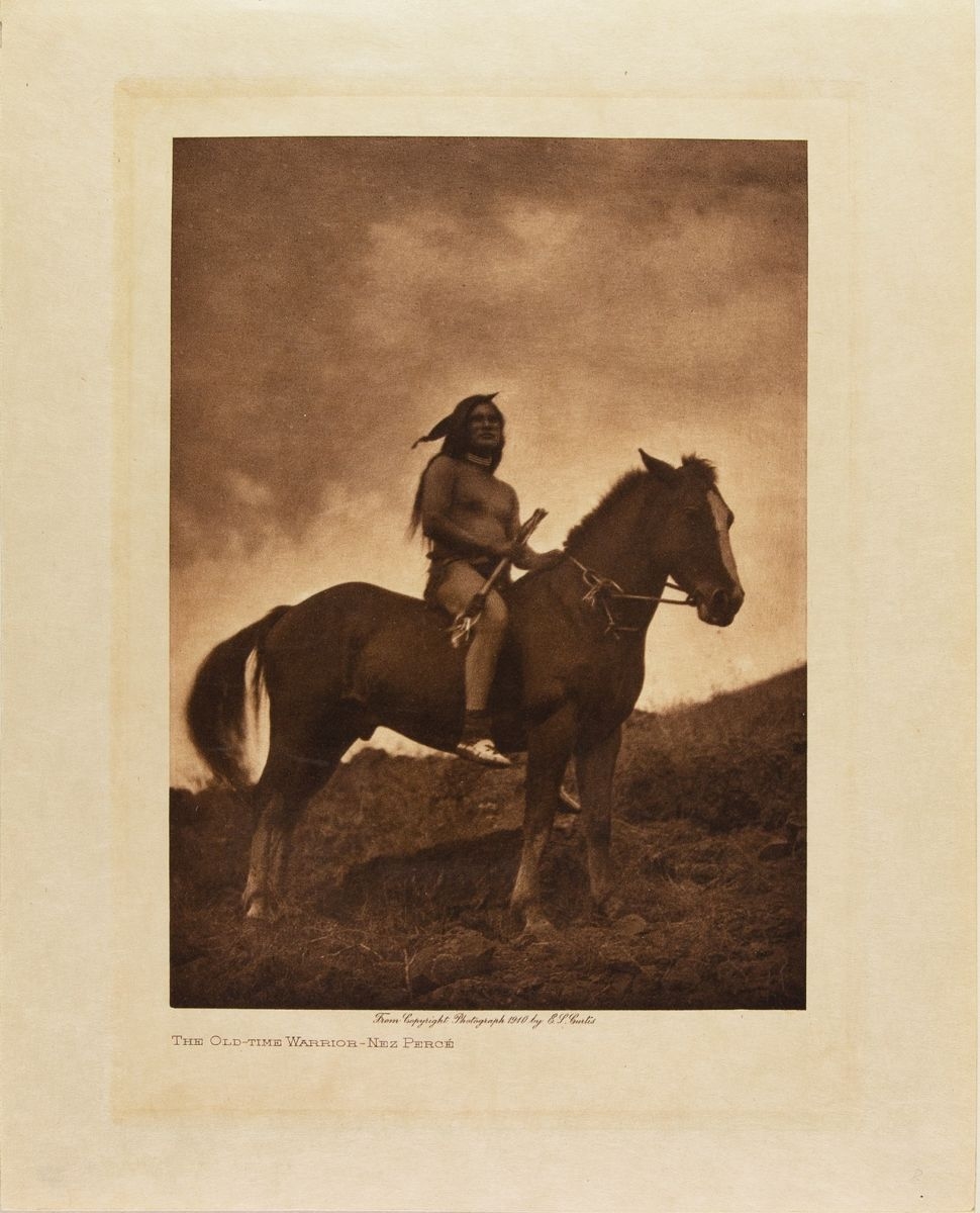THE OLD-TIME WARRIOR-NEZ PERCÈ by Edward S. Curtis, 1910