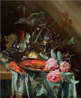 Still life with lobster and rose. - Harmen Loeding