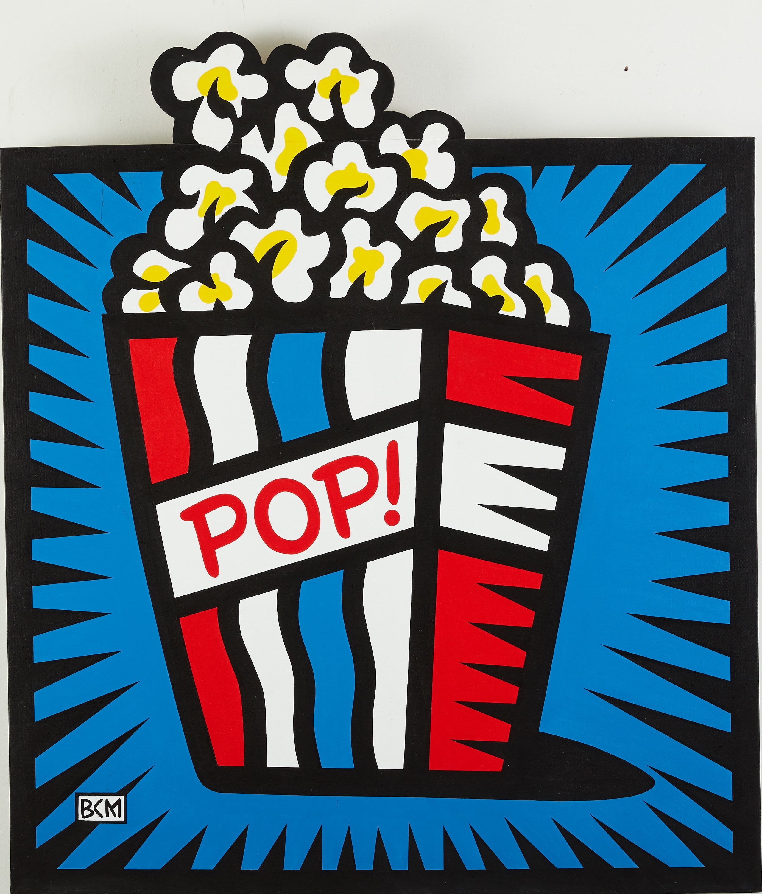 Burton Morris - “Think Pink” Another new mash up painting to share of  popcorn kernels, energy shards, lots of color and an pop art iconic pink  panther! “Think Pink” II Acrylic paint