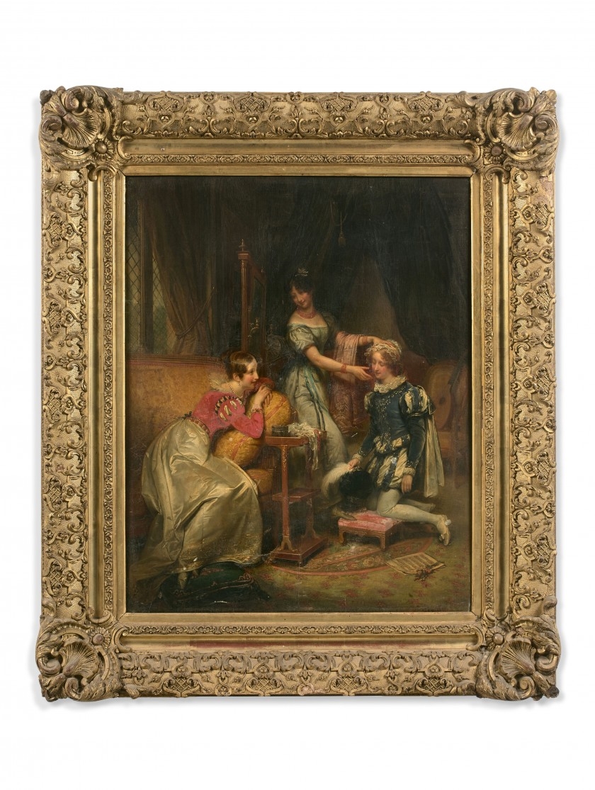 Artwork by Paul Emile Destouches, Scène du mariage de Figaro, Made of Oil on walnut panel
