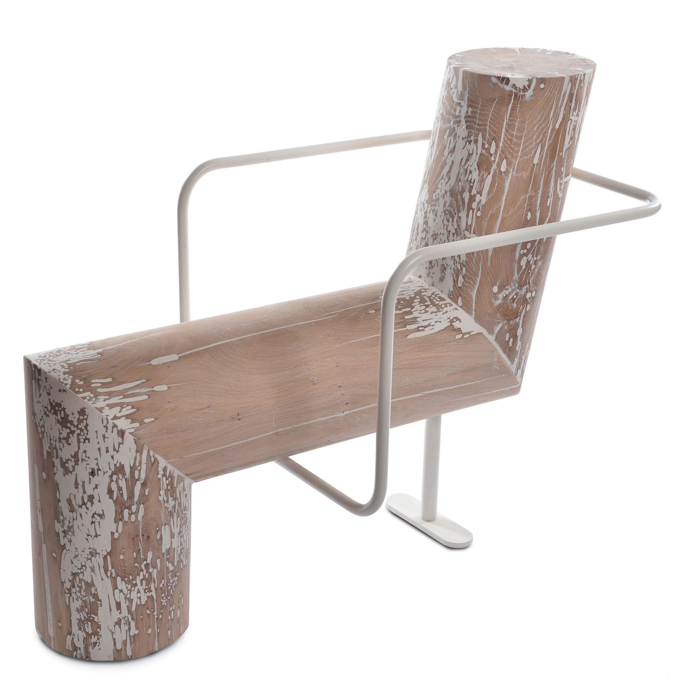 Artwork by Andrea Branzi, Seduta Anticonfort, Made of briccola wood and painted metal