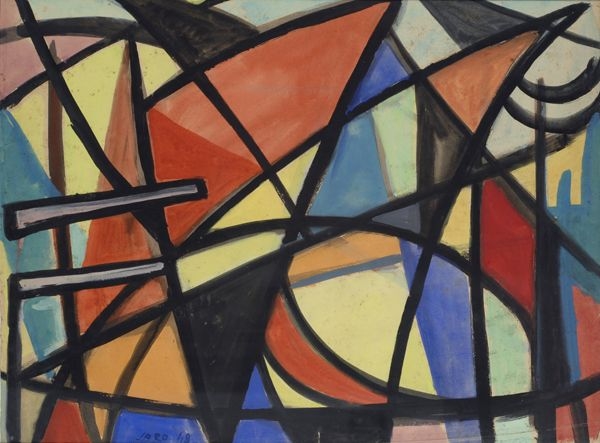 Artwork by Saro Mirabella, COMPOSIZIONE ASTRATTA, Made of Mixed media on cardboard