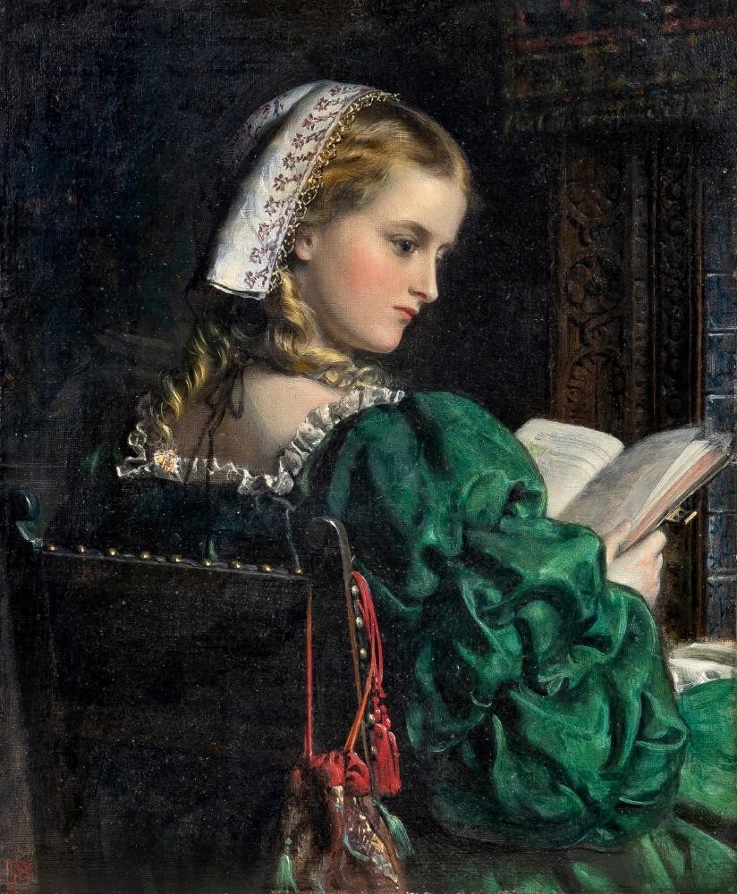 Artwork by Francis John Wyburd, Portrait of a Lady Reading, Made of oil on canvas