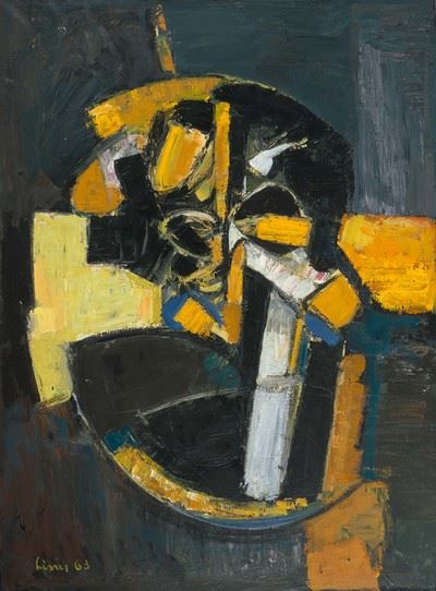 Komposition schwarz/gelb by Carl Walter Liner, 1962