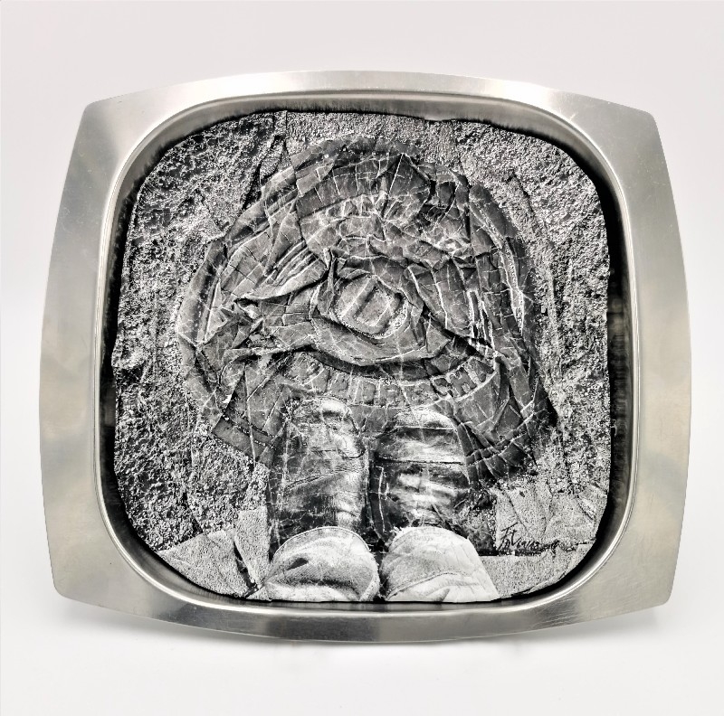 Artwork by Andrzej Dudek-Dürer, Sztuka butów w Wałbrzychu, Made of mixed media, photography, creasing, laserography, drawing, metal