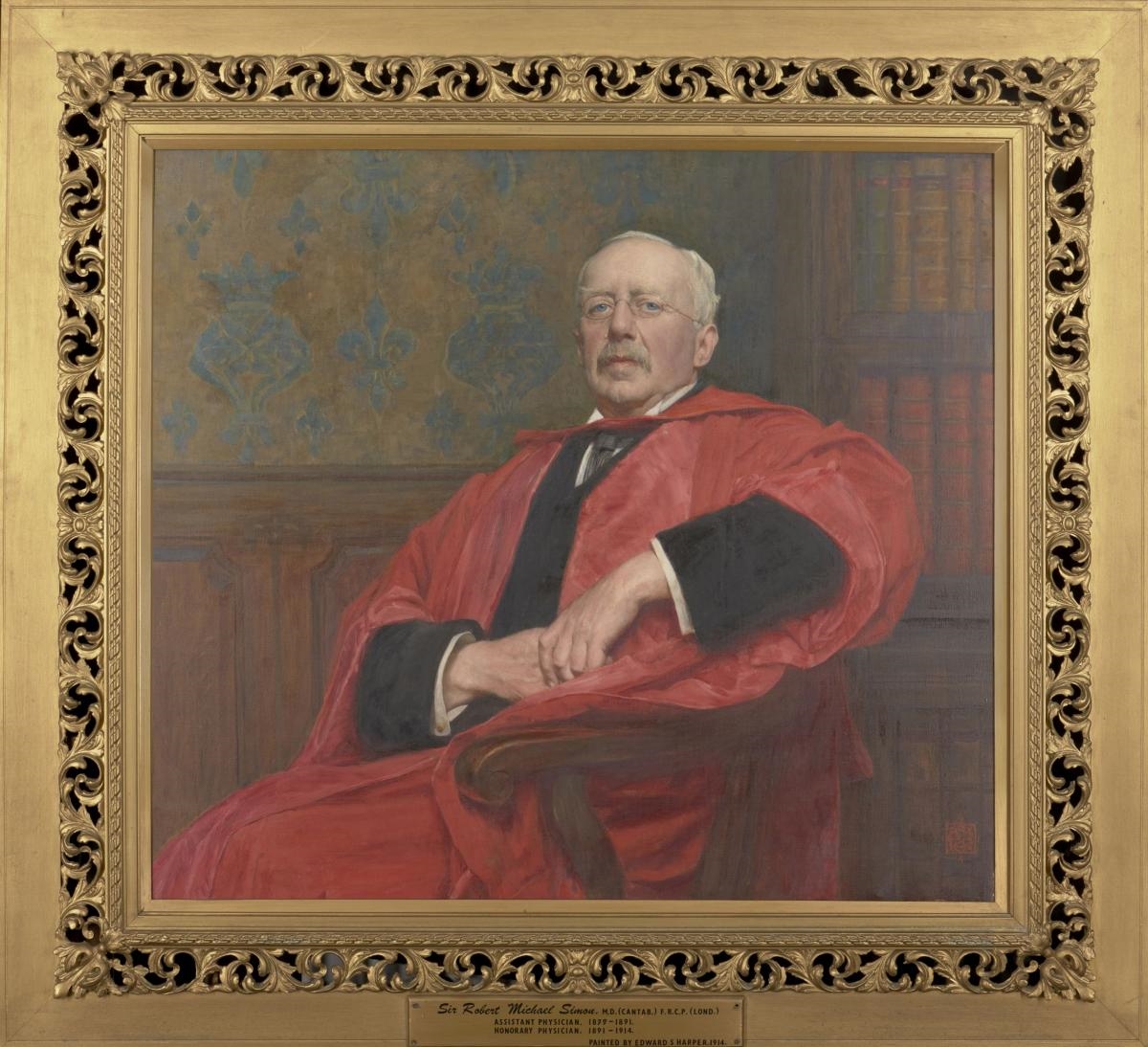 Artwork by Edward Steel Harper, Portrait of Sir Robert Michael Simon FRCP (1850-1914), Made of oil on canvas