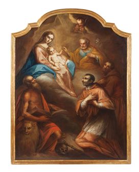 Madonna con il Bambino, San Giuseppe, San Giovanni Battista, San Francesco e San Carlo Borromeo - Pietro Scalvini